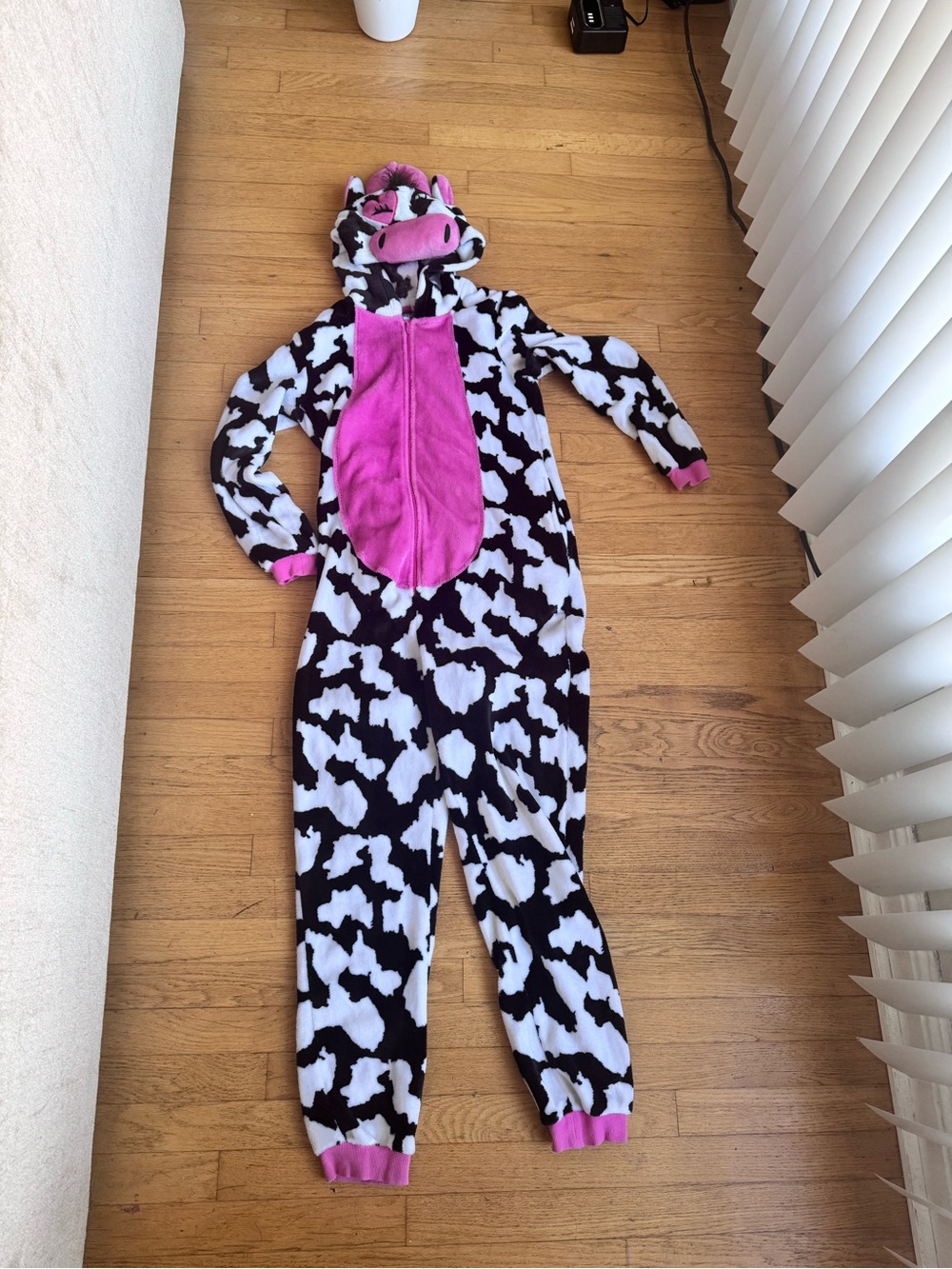 Women's Cow-Print Onesie Romper with Pink Accents